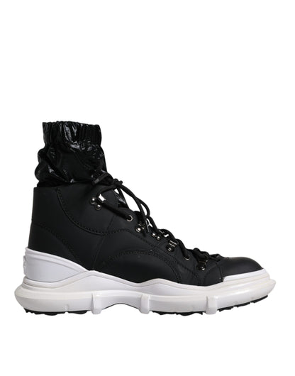Black Nylon Galileo High Top Sneakers Shoes-Dolce & Gabbana-LabelTerrace.com