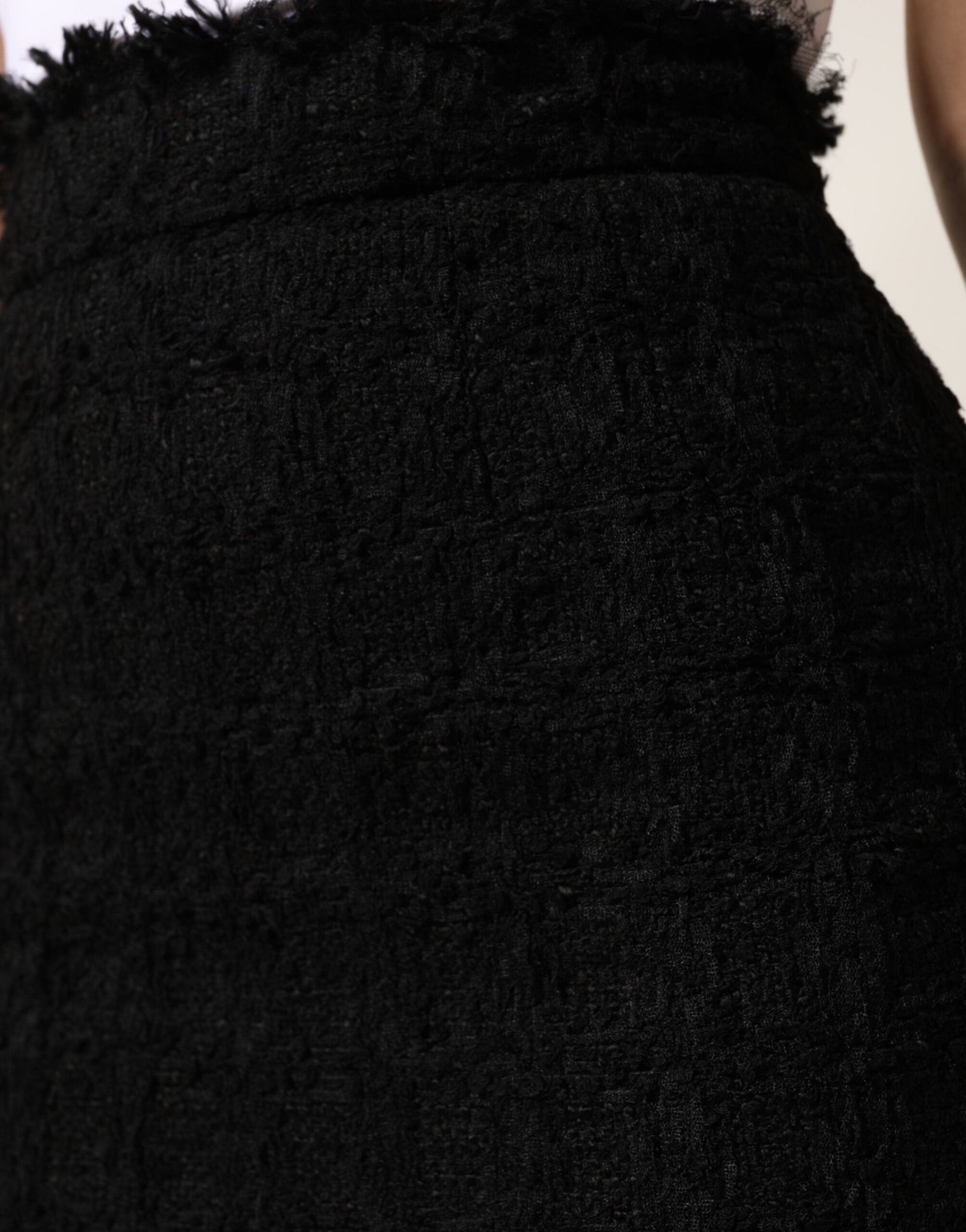 Black Nylon High Waist Open-Stitch Mini Skirt