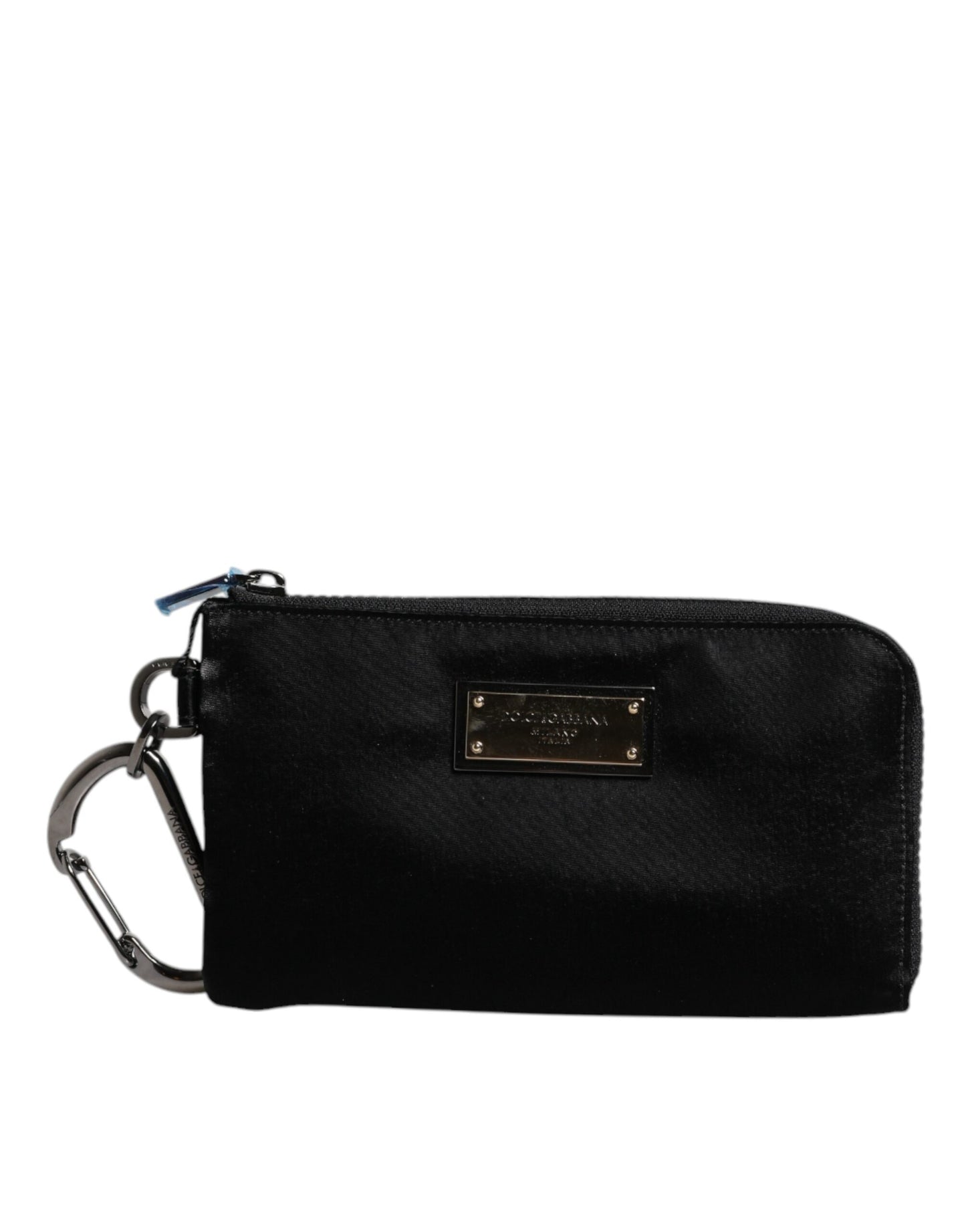 Black Nylon Logo Plaque Keyring Pouch Clutch Bag-Dolce & Gabbana-LabelTerrace.com