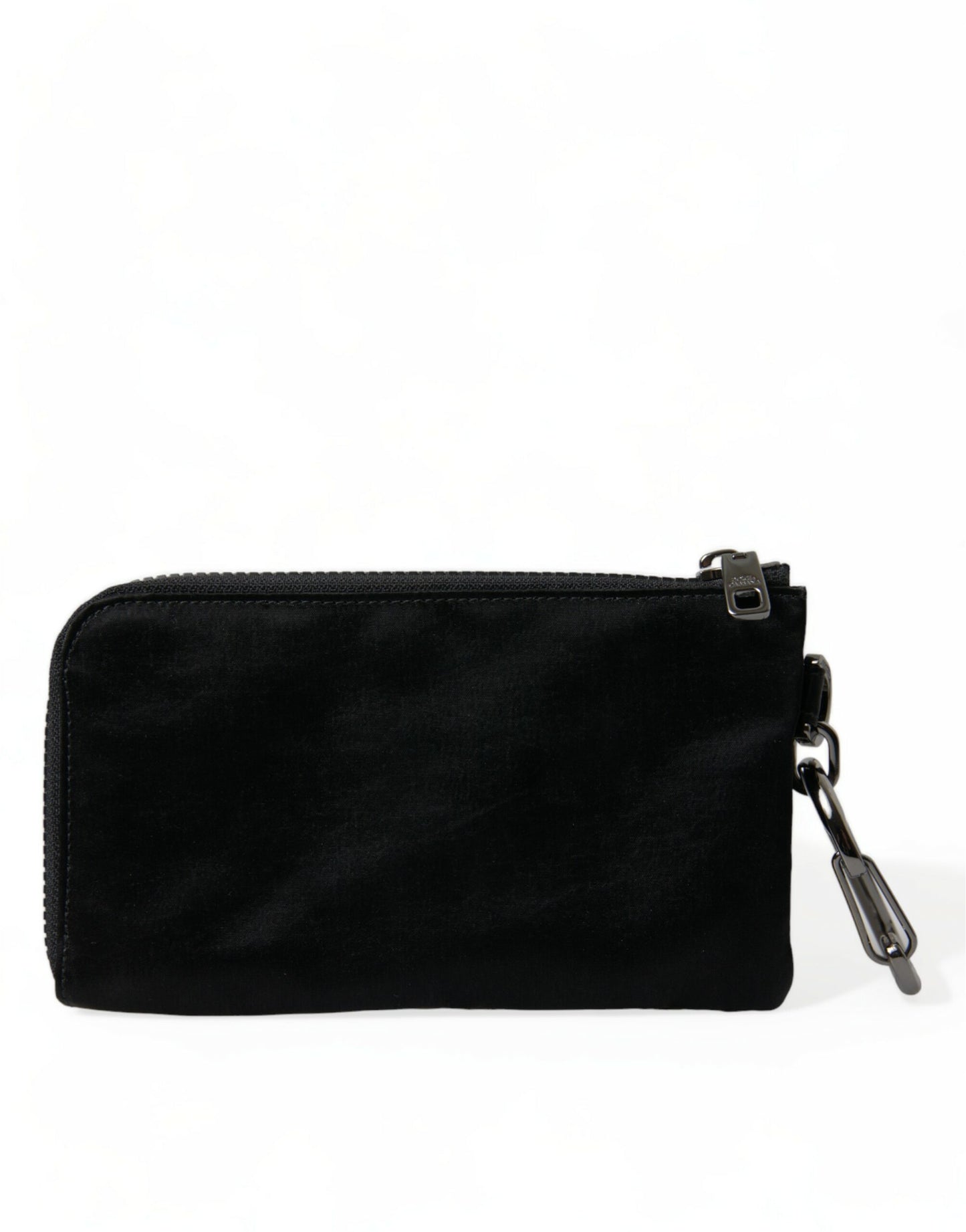 Black Nylon Logo Plaque Keyring Pouch Clutch Bag-Dolce & Gabbana-LabelTerrace.com
