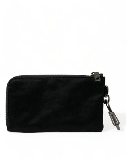 Black Nylon Logo Plaque Keyring Pouch Clutch Bag-Dolce & Gabbana-LabelTerrace.com