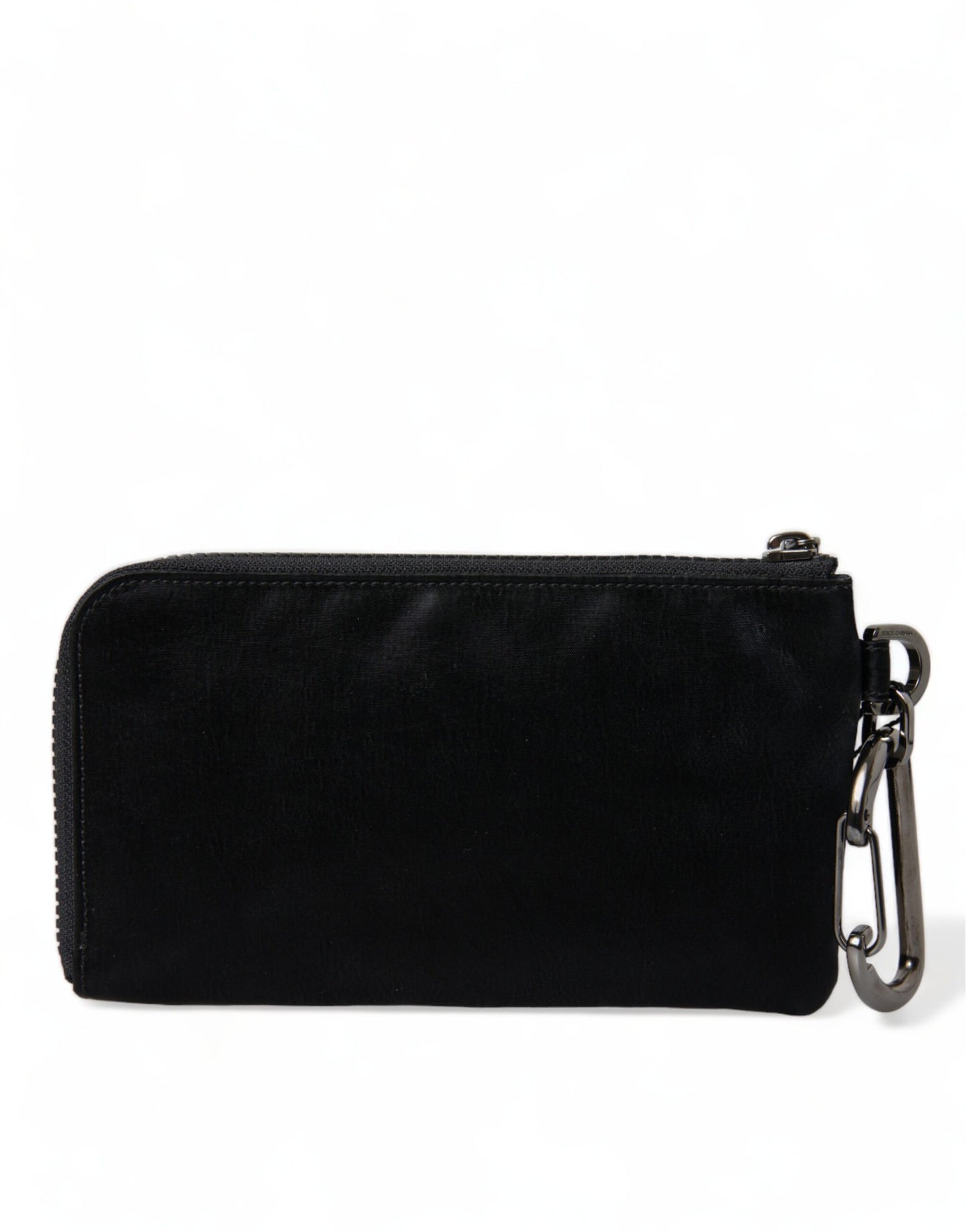 Black Nylon Logo Plaque Keyring Pouch Clutch Bag-Dolce & Gabbana-LabelTerrace.com