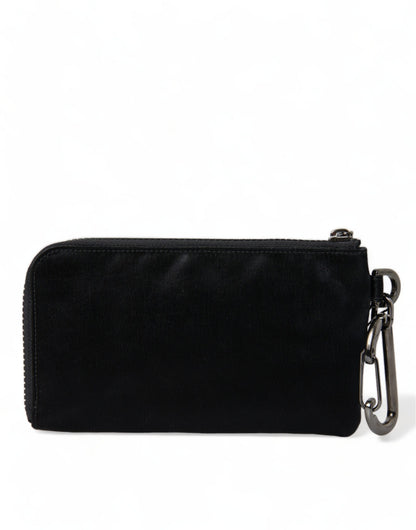 Black Nylon Logo Plaque Keyring Pouch Clutch Bag-Dolce & Gabbana-LabelTerrace.com