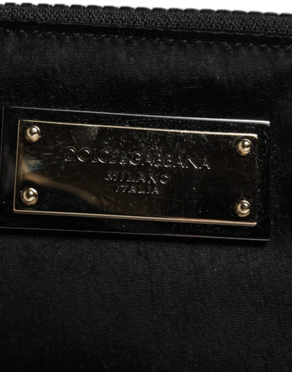 Black Nylon Logo Plaque Keyring Pouch Clutch Bag-Dolce & Gabbana-LabelTerrace.com