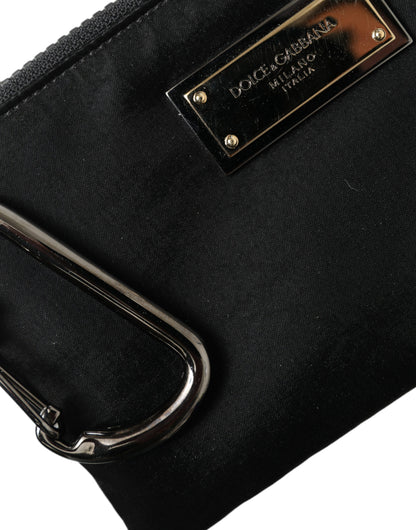 Black Nylon Logo Plaque Keyring Pouch Clutch Bag-Dolce & Gabbana-LabelTerrace.com