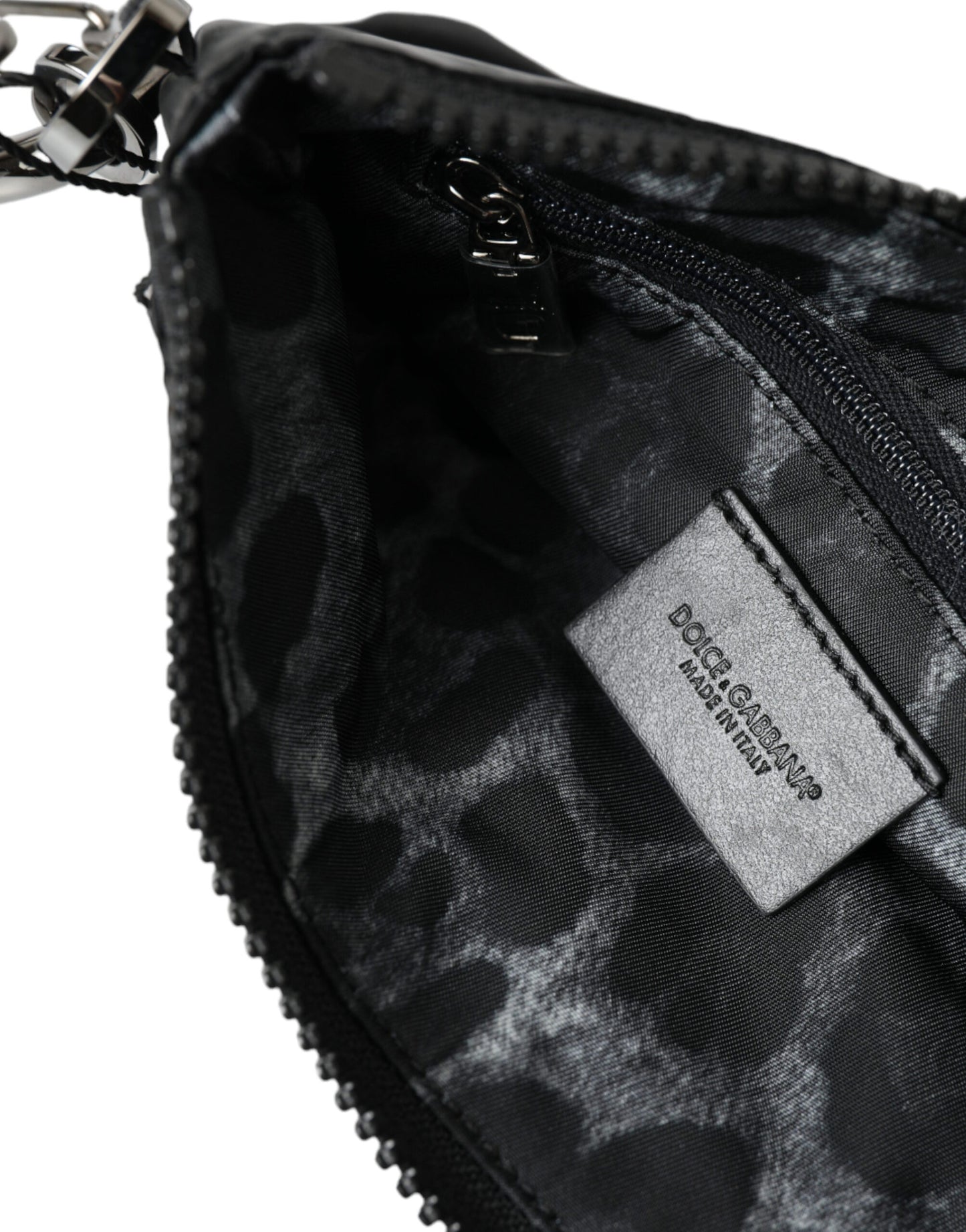 Black Nylon Logo Plaque Keyring Pouch Clutch Bag-Dolce & Gabbana-LabelTerrace.com