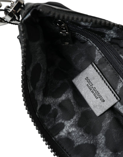 Black Nylon Logo Plaque Keyring Pouch Clutch Bag-Dolce & Gabbana-LabelTerrace.com