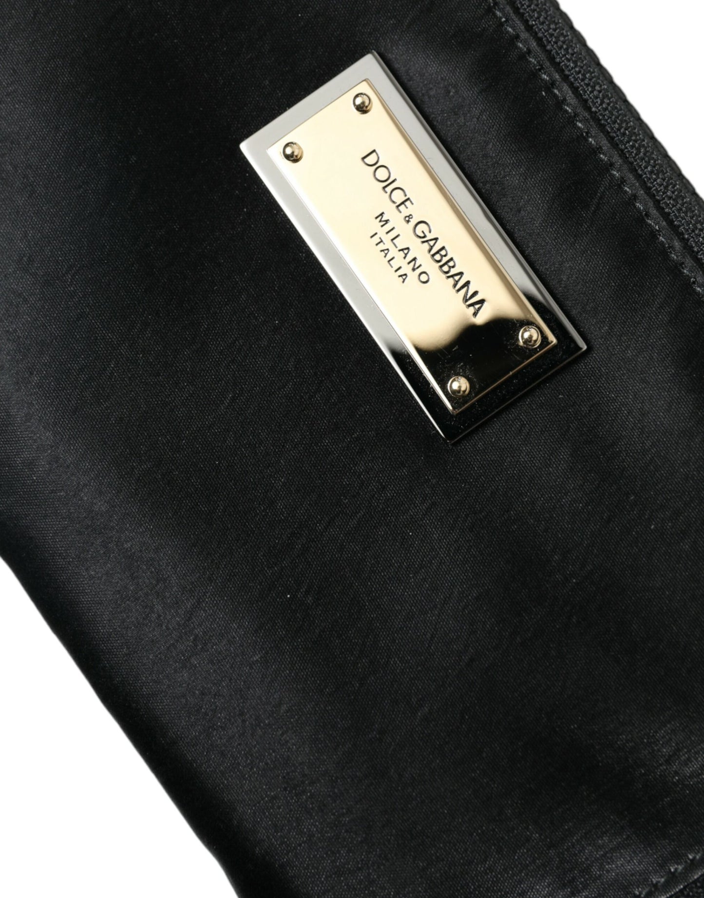 Black Nylon Logo Plaque Keyring Pouch Clutch Bag-Dolce & Gabbana-LabelTerrace.com