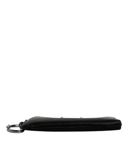 Black Nylon Logo Plaque Keyring Pouch Clutch Bag-Dolce & Gabbana-LabelTerrace.com