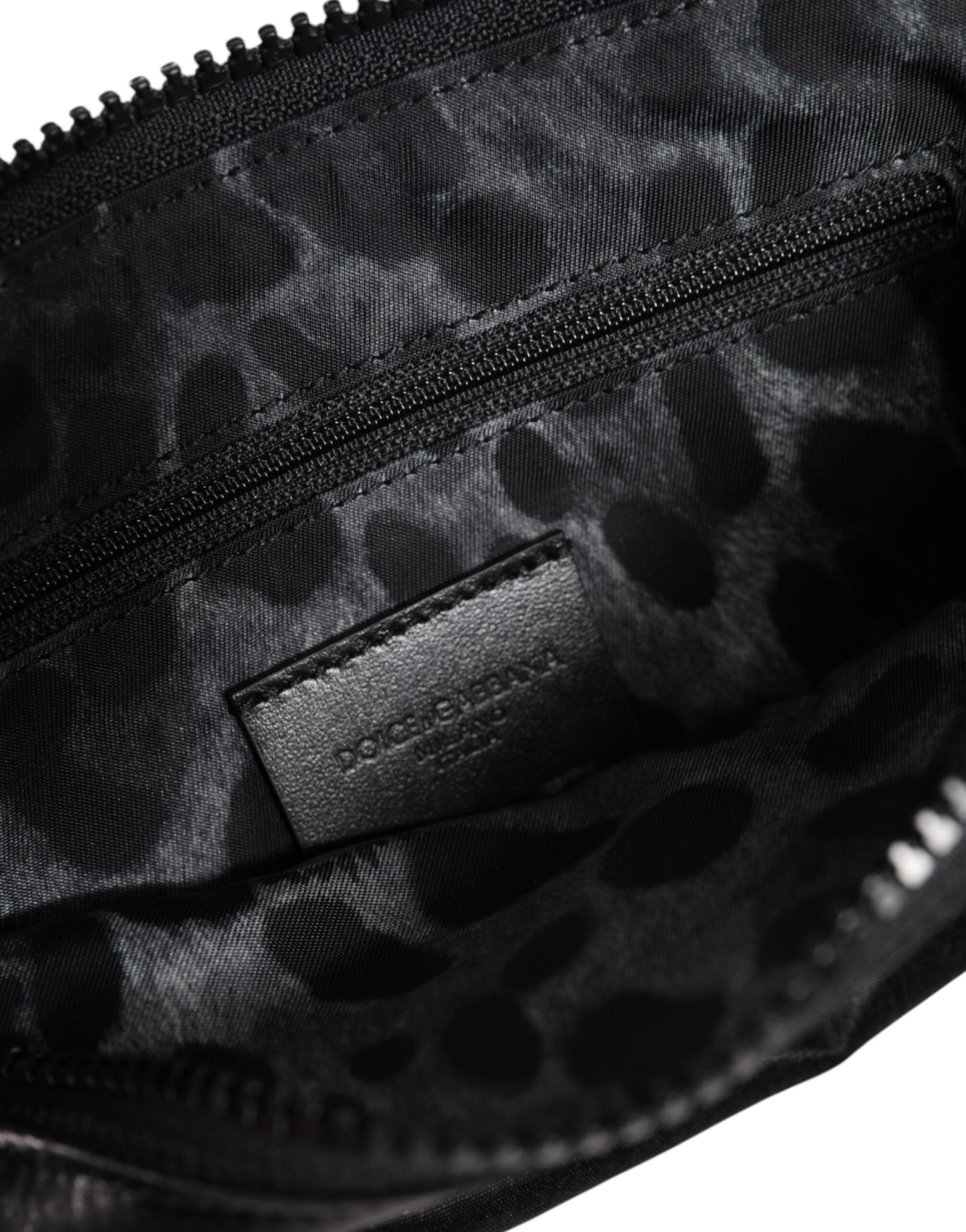 Black Nylon Logo Plaque Keyring Pouch Clutch Bag-Dolce & Gabbana-LabelTerrace.com