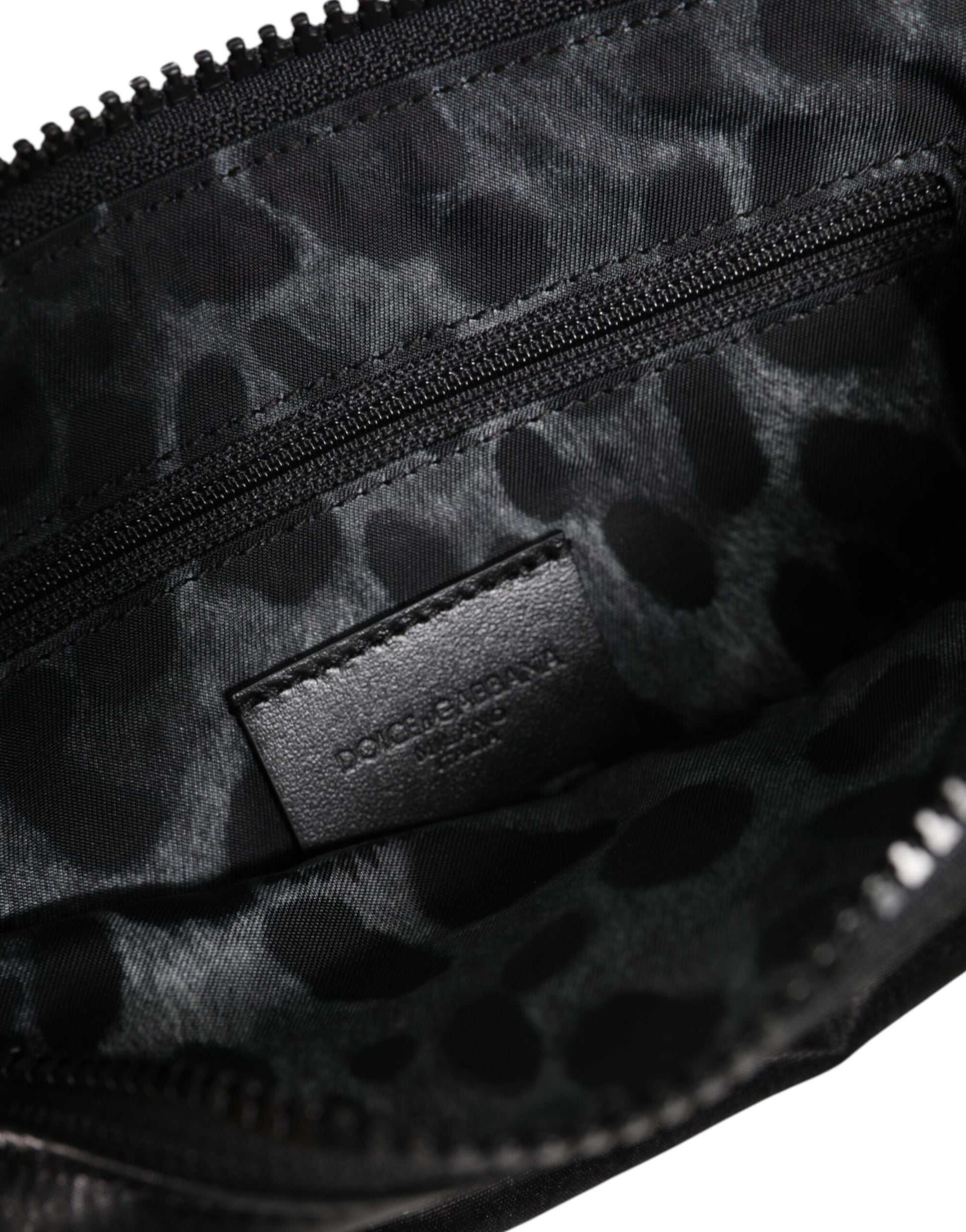 Black Nylon Logo Plaque Keyring Pouch Clutch Bag-Dolce & Gabbana-LabelTerrace.com