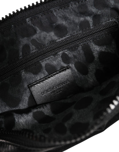 Black Nylon Logo Plaque Keyring Pouch Clutch Bag-Dolce & Gabbana-LabelTerrace.com