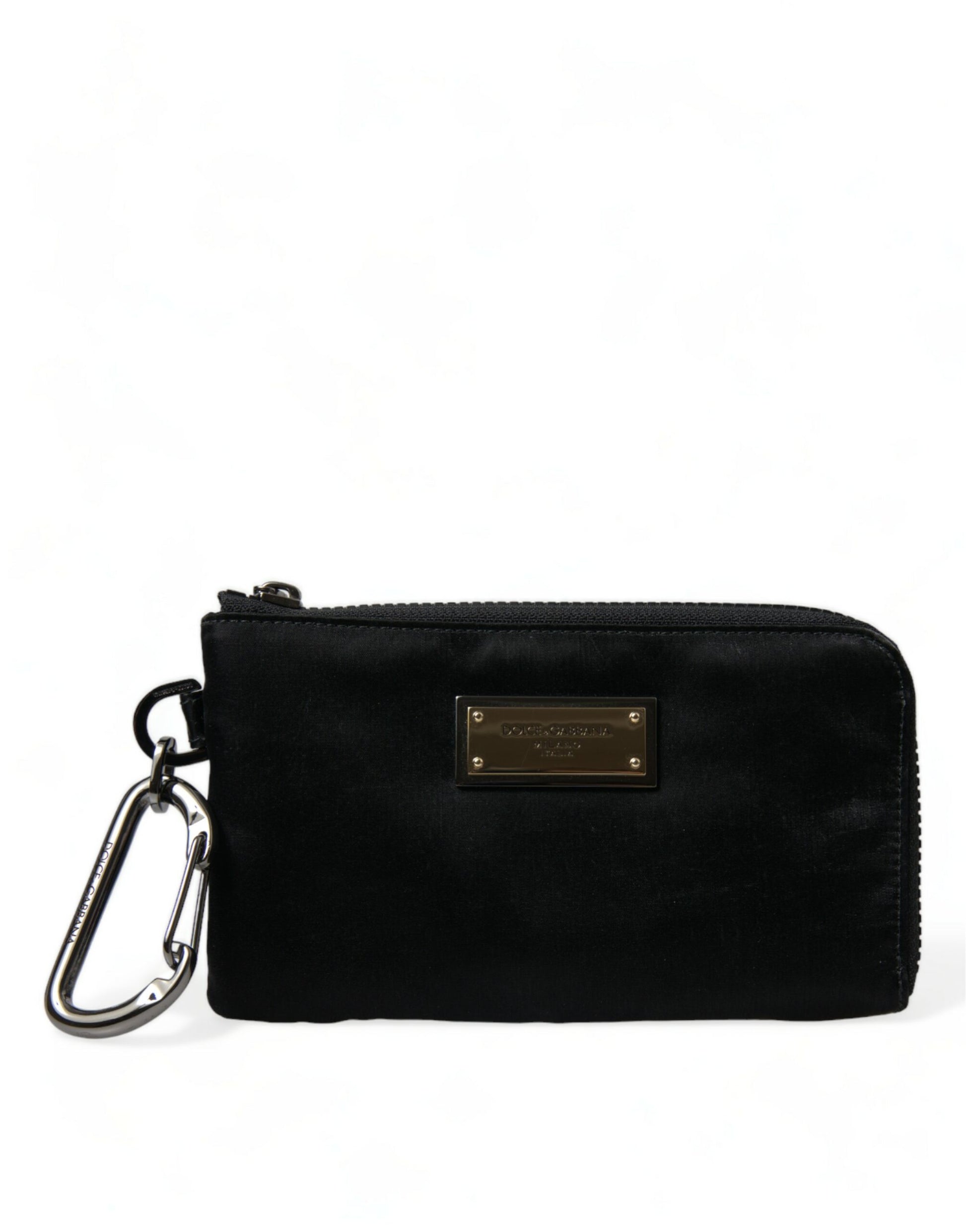 Black Nylon Logo Plaque Keyring Pouch Clutch Bag-Dolce & Gabbana-LabelTerrace.com