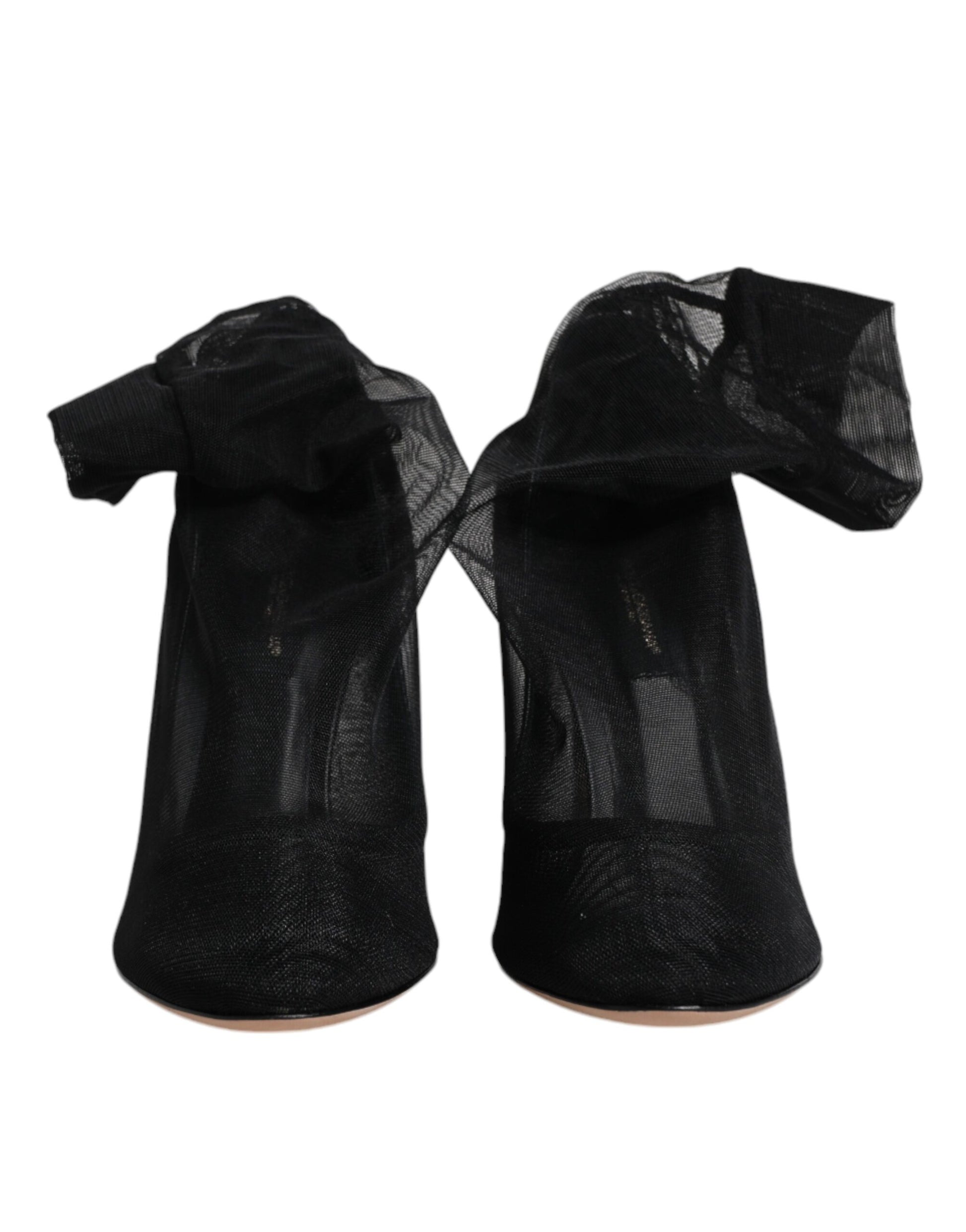 Black Nylon Mesh Sock Style Boots Shoes-Dolce & Gabbana-LabelTerrace.com