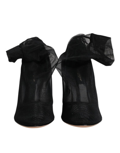 Black Nylon Mesh Sock Style Boots Shoes-Dolce & Gabbana-LabelTerrace.com