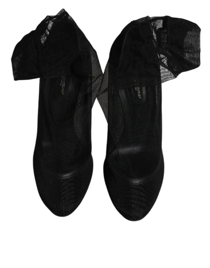 Black Nylon Mesh Sock Style Boots Shoes-Dolce & Gabbana-LabelTerrace.com