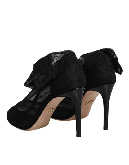 Black Nylon Mesh Sock Style Boots Shoes-Dolce & Gabbana-LabelTerrace.com