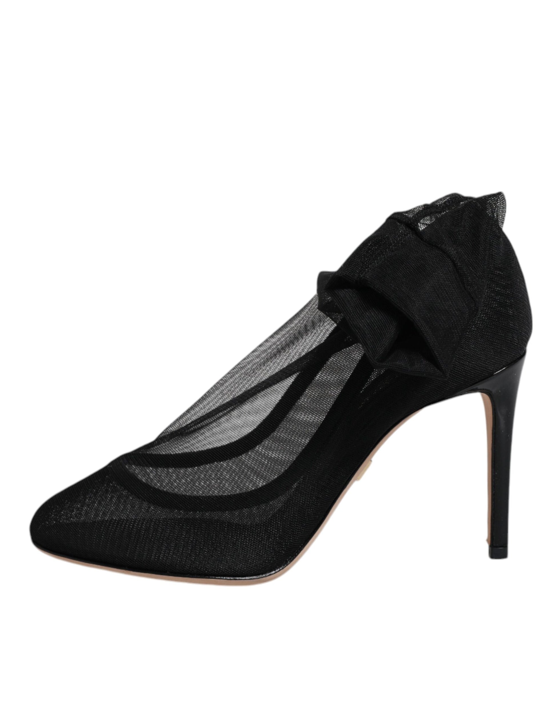 Black Nylon Mesh Sock Style Boots Shoes-Dolce & Gabbana-LabelTerrace.com