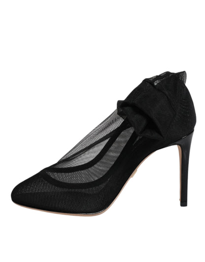 Black Nylon Mesh Sock Style Boots Shoes-Dolce & Gabbana-LabelTerrace.com