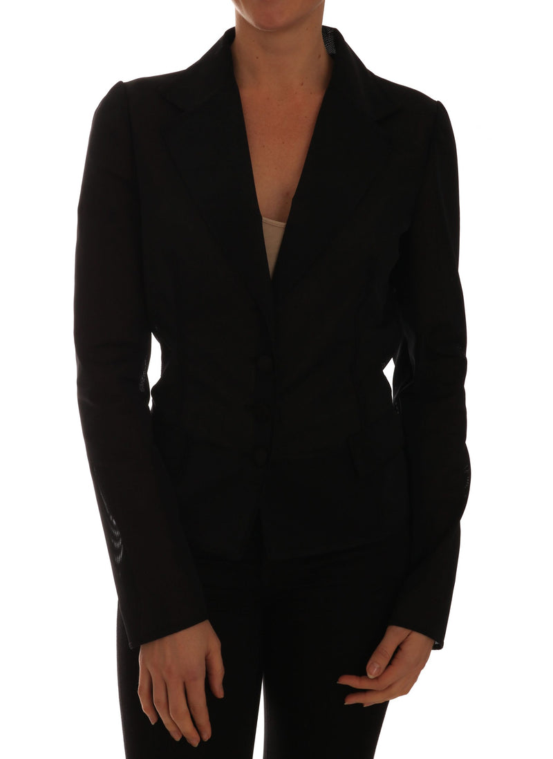 Black Nylon Net Blazer Jacket-Dolce & Gabbana-LabelTerrace.com