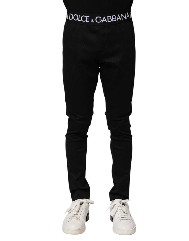 Black Nylon Skinny Men Jogger Pants-Dolce & Gabbana-LabelTerrace.com
