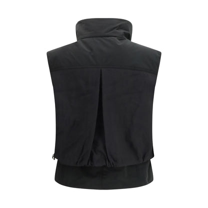 Black Nylon Sleveless Jacket