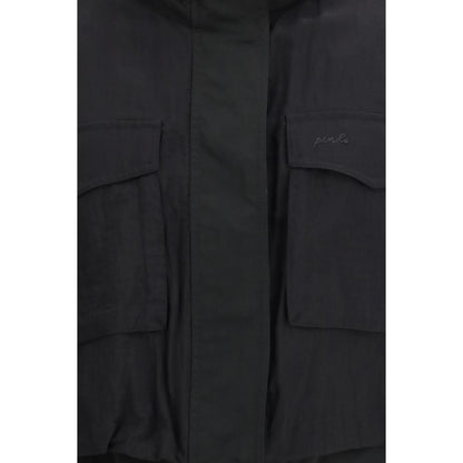 Black Nylon Sleveless Jacket