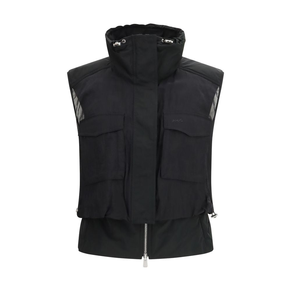 Black Nylon Sleveless Jacket