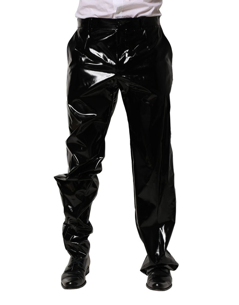 Black Nylon Straight Men Pants-Dolce & Gabbana-LabelTerrace.com