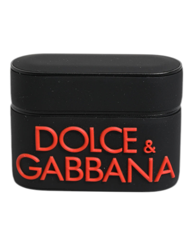 Black Orange Silicone Embossed Logo Airpods Case-Dolce & Gabbana-LabelTerrace.com
