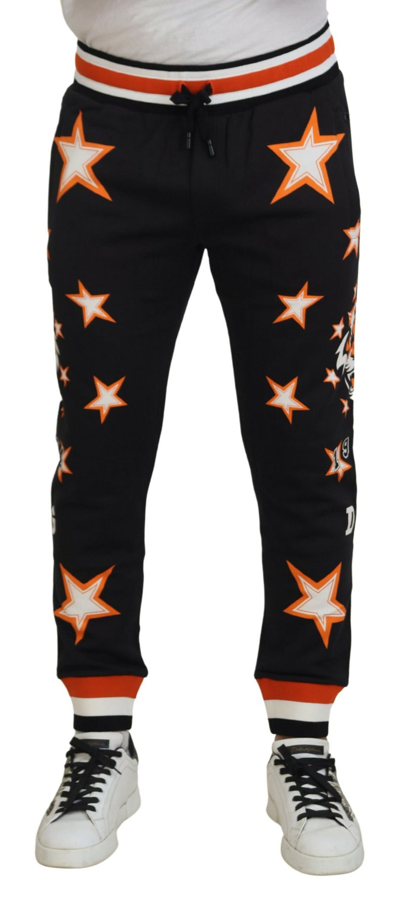 Black Orange Star Trousers Sport Pants-Dolce & Gabbana-LabelTerrace.com