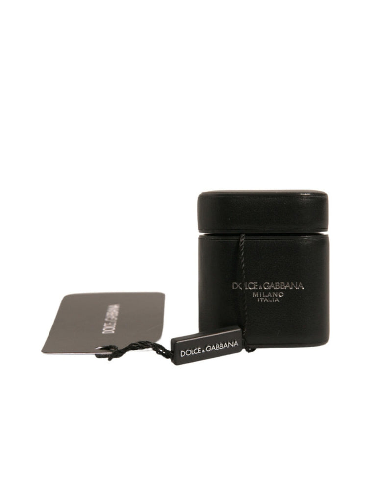 Black PVC Logo Print Flip Holder Airpods Case-Dolce & Gabbana-LabelTerrace.com