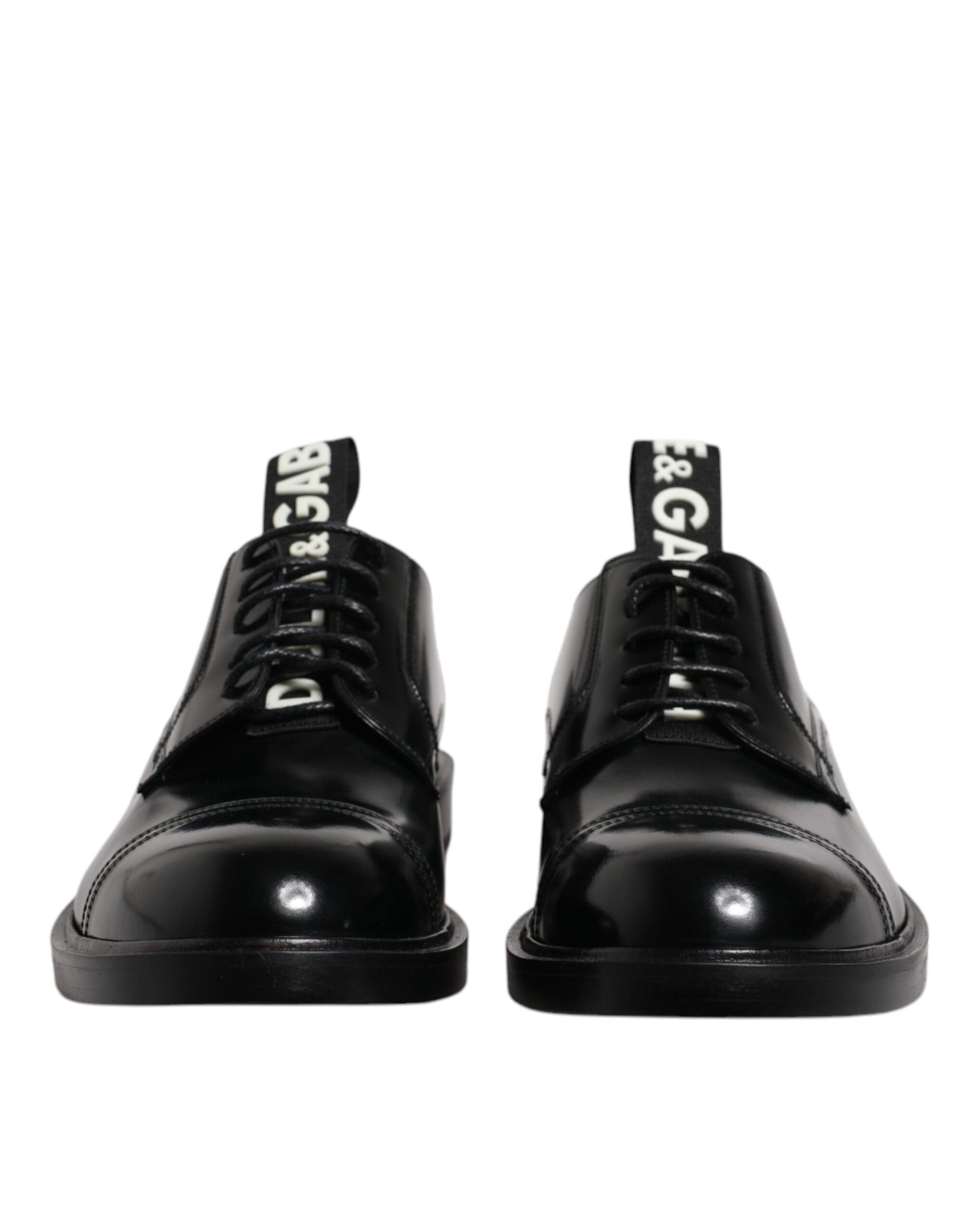 Black Patent Leather Derby Lace Up Formal Dress Shoes-Dolce & Gabbana-LabelTerrace.com