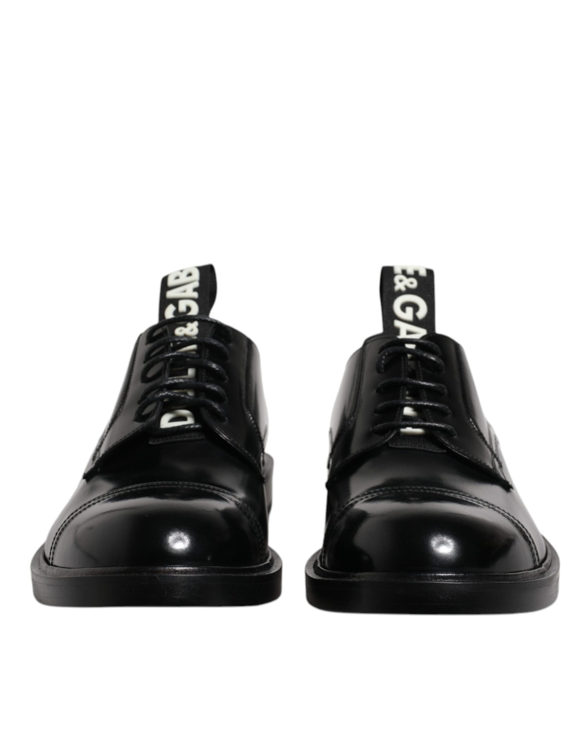 Black Patent Leather Derby Lace Up Formal Dress Shoes-Dolce & Gabbana-LabelTerrace.com
