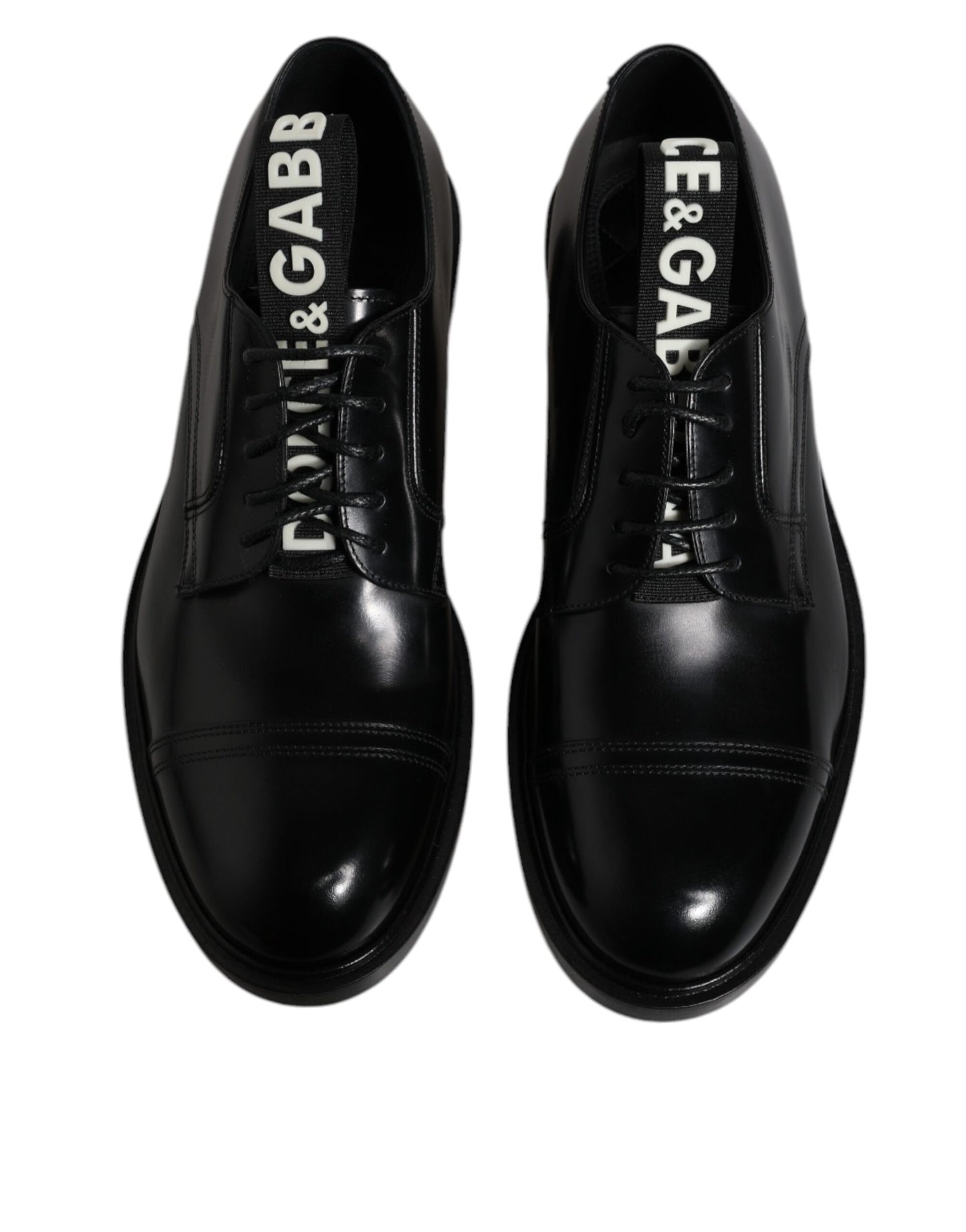 Black Patent Leather Derby Lace Up Formal Dress Shoes-Dolce & Gabbana-LabelTerrace.com
