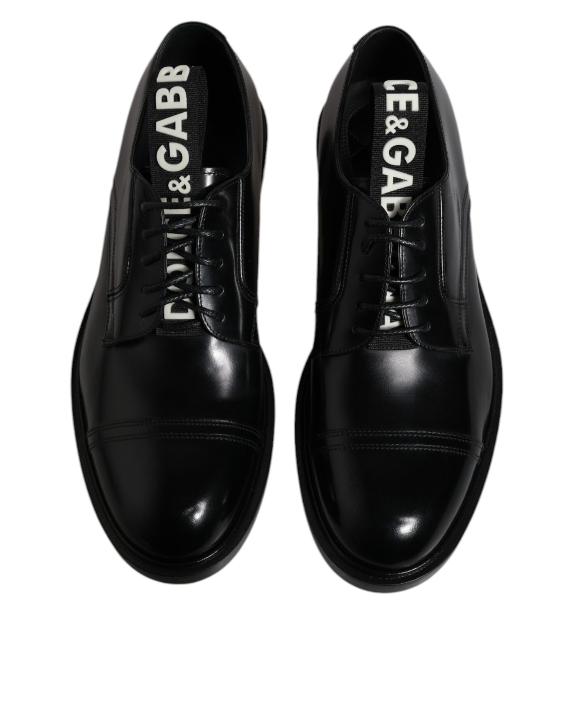 Black Patent Leather Derby Lace Up Formal Dress Shoes-Dolce & Gabbana-LabelTerrace.com