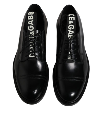 Black Patent Leather Derby Lace Up Formal Dress Shoes-Dolce & Gabbana-LabelTerrace.com