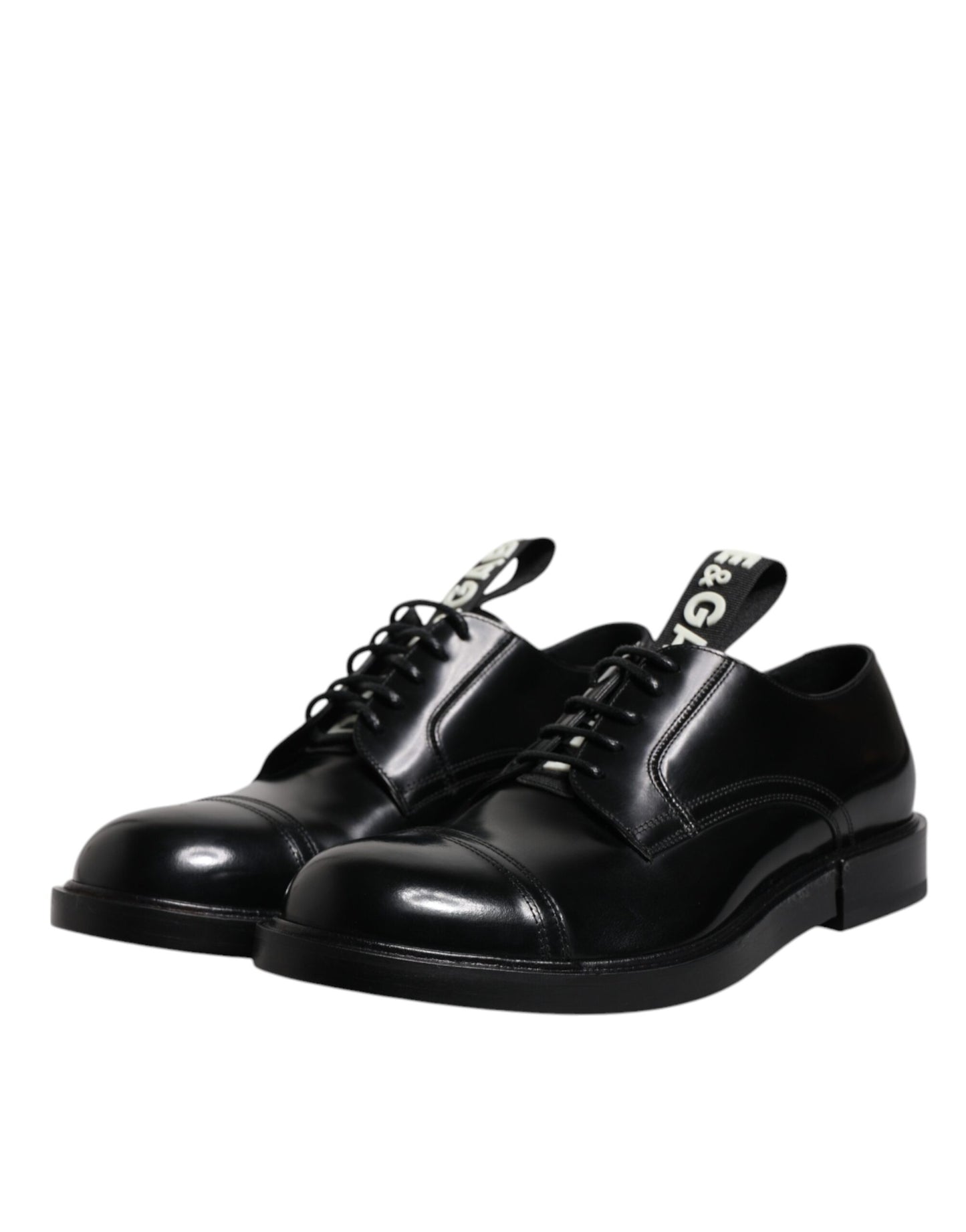 Black Patent Leather Derby Lace Up Formal Dress Shoes-Dolce & Gabbana-LabelTerrace.com