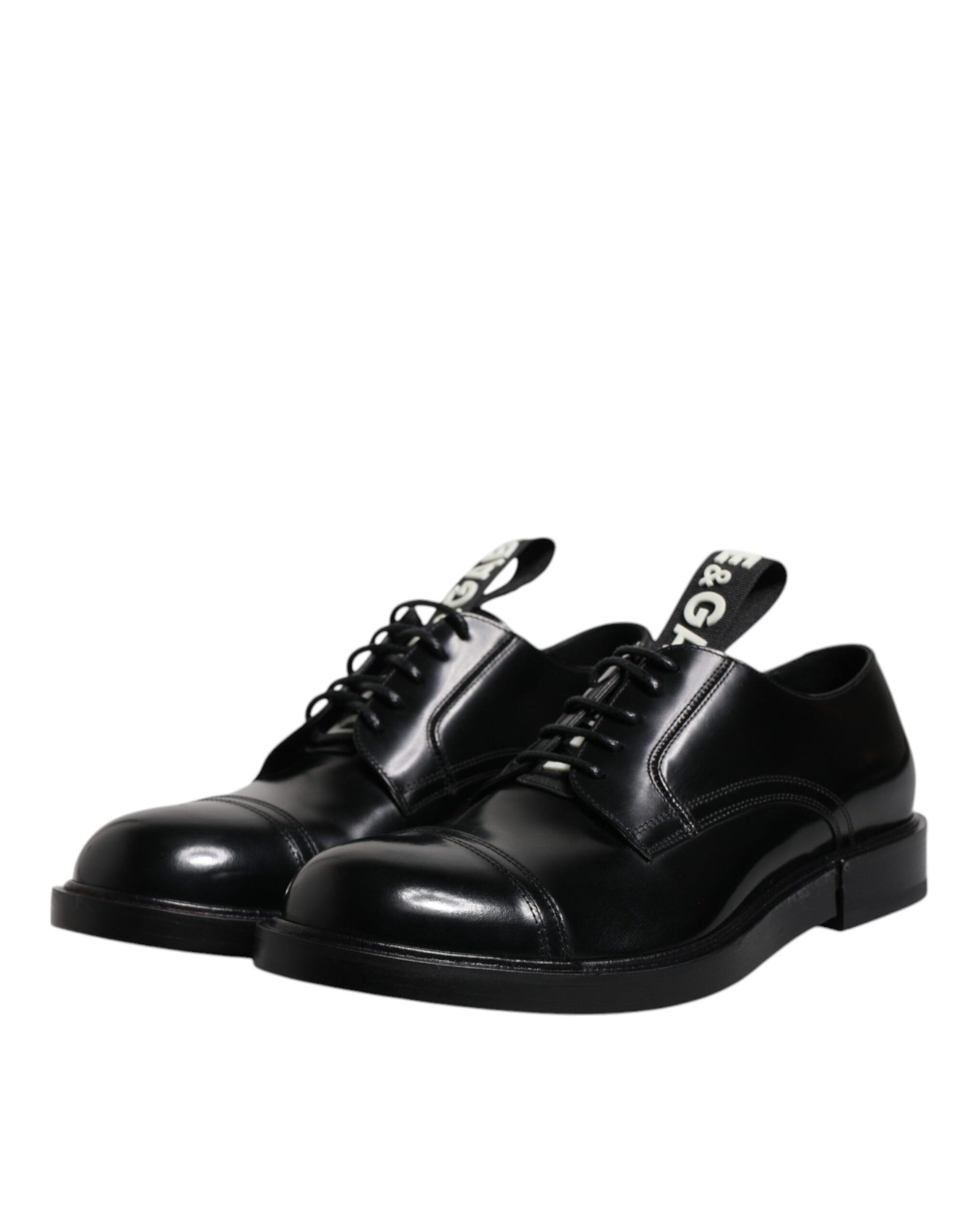 Black Patent Leather Derby Lace Up Formal Dress Shoes-Dolce & Gabbana-LabelTerrace.com