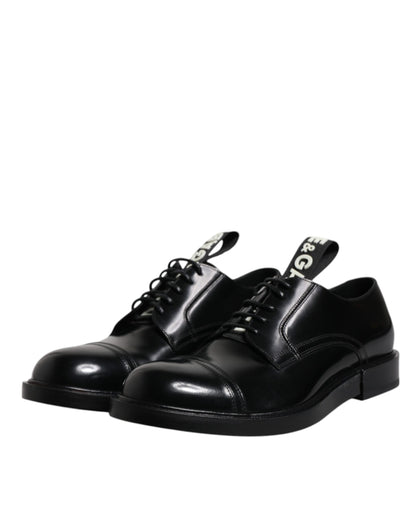 Black Patent Leather Derby Lace Up Formal Dress Shoes-Dolce & Gabbana-LabelTerrace.com