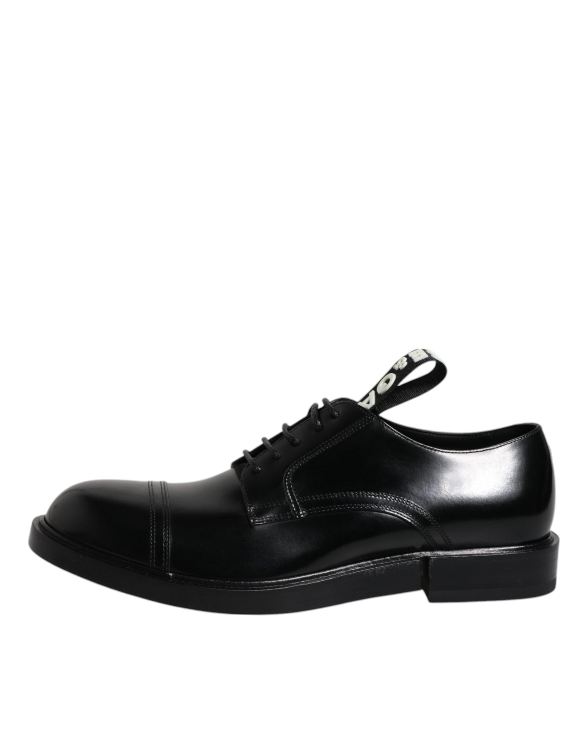 Black Patent Leather Derby Lace Up Formal Dress Shoes-Dolce & Gabbana-LabelTerrace.com