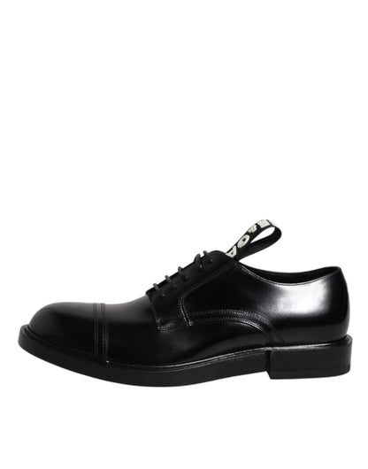 Black Patent Leather Derby Lace Up Formal Dress Shoes-Dolce & Gabbana-LabelTerrace.com