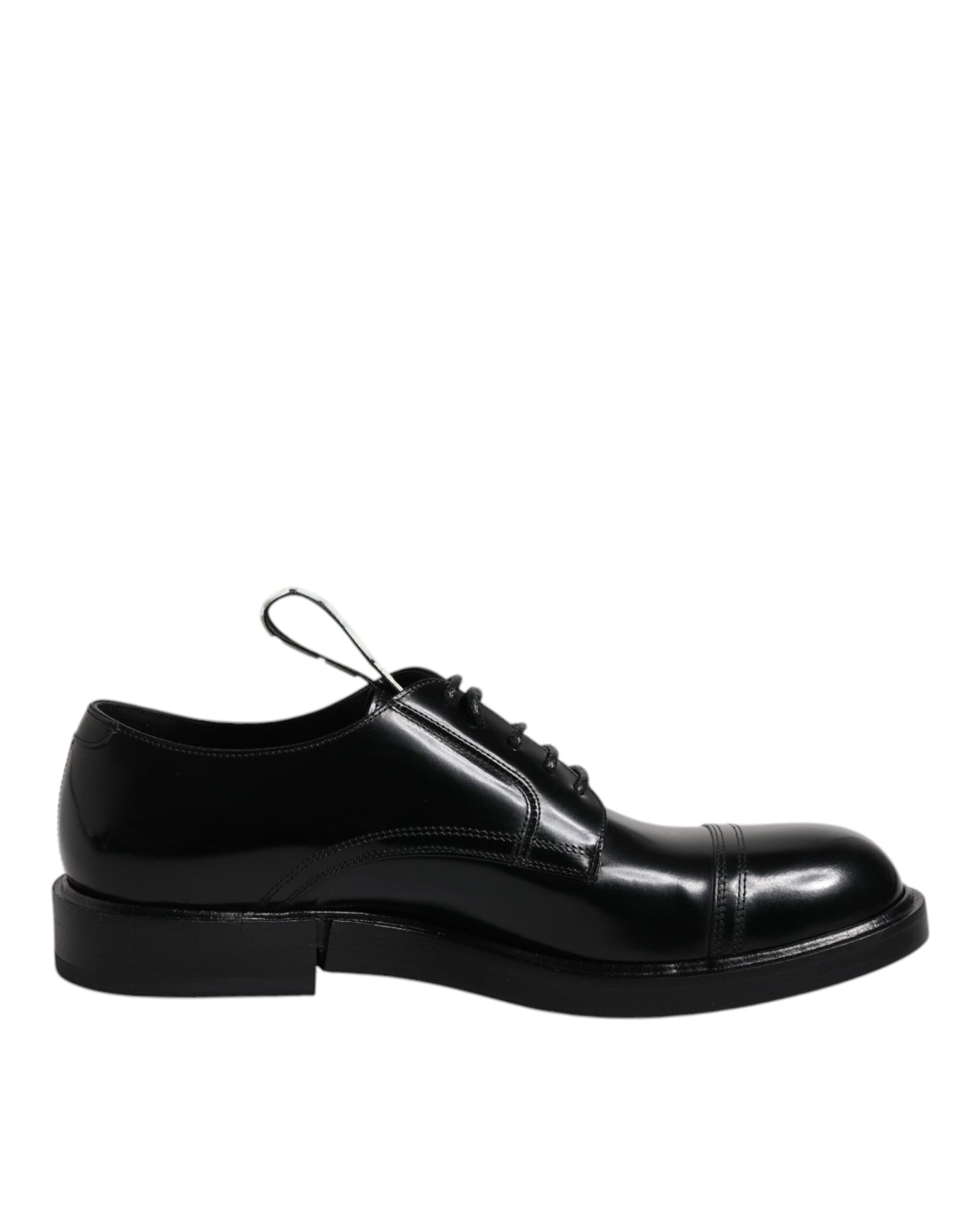 Black Patent Leather Derby Lace Up Formal Dress Shoes-Dolce & Gabbana-LabelTerrace.com
