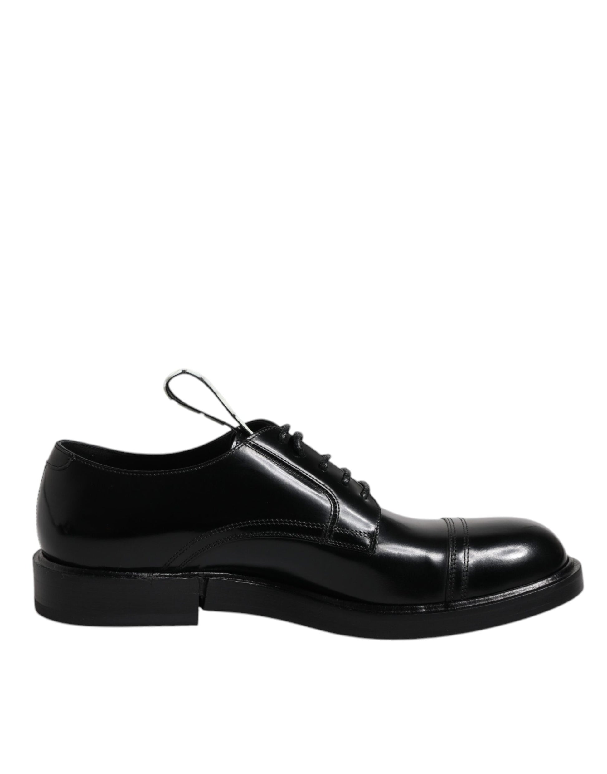 Black Patent Leather Derby Lace Up Formal Dress Shoes-Dolce & Gabbana-LabelTerrace.com