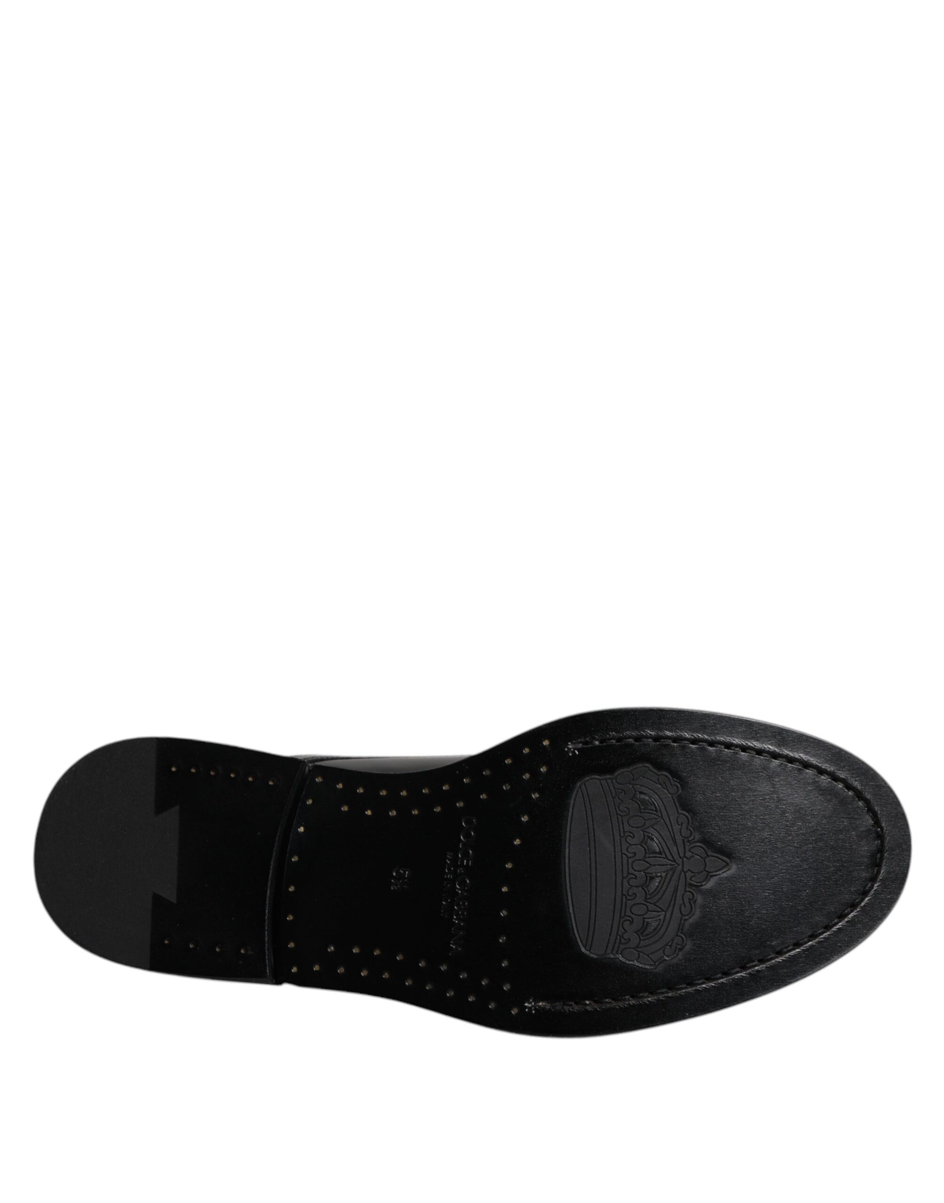 Black Patent Leather Derby Lace Up Formal Dress Shoes-Dolce & Gabbana-LabelTerrace.com