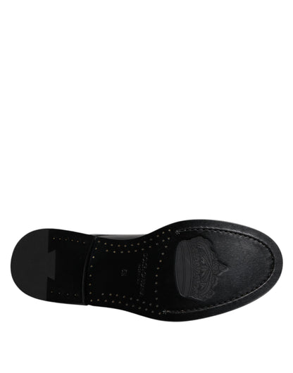 Black Patent Leather Derby Lace Up Formal Dress Shoes-Dolce & Gabbana-LabelTerrace.com