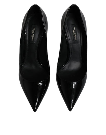 Black Patent Leather High Heels Pumps Shoes-Dolce & Gabbana-LabelTerrace.com