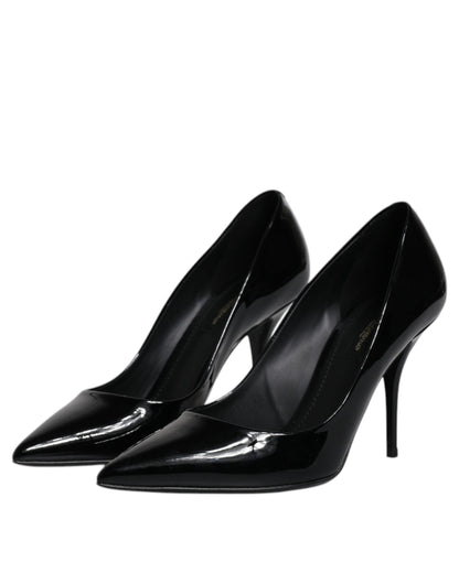 Black Patent Leather High Heels Pumps Shoes-Dolce & Gabbana-LabelTerrace.com