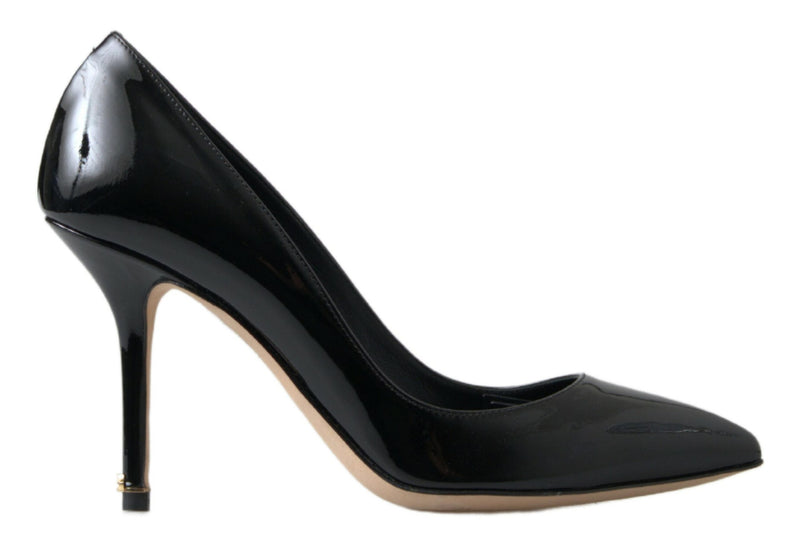 Black Patent Leather High Heels Pumps Shoes-Dolce & Gabbana-LabelTerrace.com
