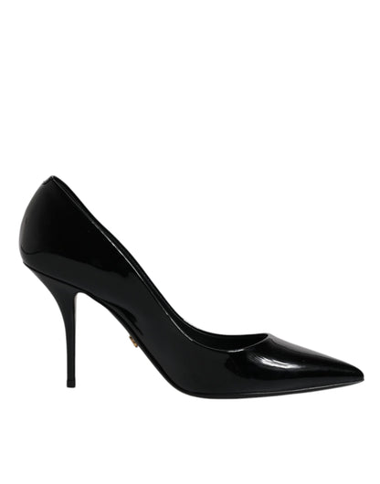 Black Patent Leather High Heels Pumps Shoes-Dolce & Gabbana-LabelTerrace.com